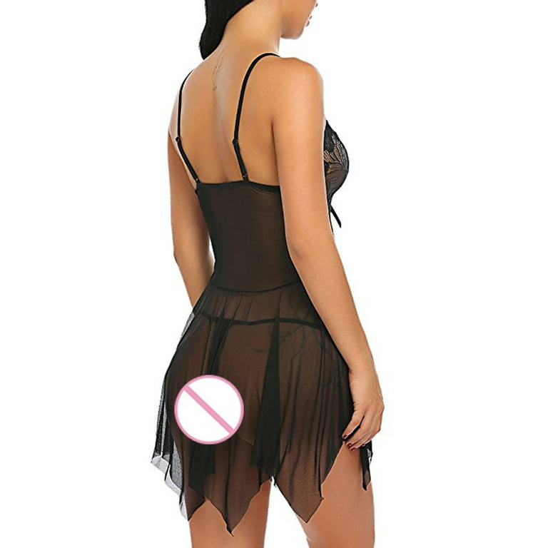 DNDKILG Womens Chemise See Through Sleepwear Lace See Through