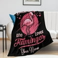 thumbnail image 3 of Custom Flamingo Blanket Gifts with Name - 40x30 Inches Cute Throw Blanket for Women & Girls - Black Soft Fuzzy Blankets for Lap & Chair, for Flamingo Lovers, 3 of 6