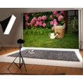 thumbnail image 1 of BSDHOME 7x5t Photography Backdrop Spring Ric Coutyard Blooming Flowers Wood Bucket Watering Can Green Grass Meadow Nature Photo Background Backdrops, 1 of 4
