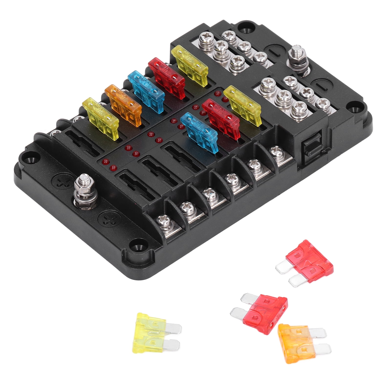 Fuse Block, Easy Installation PBT Body 12 Way Fuses Box With LED