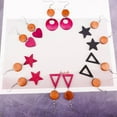 thumbnail image 4 of 2 Pairs Drop Earrings Decorative Heart Loop Triangle Star Pendant Wooden Earrings Dangle Earrings, 4 of 7