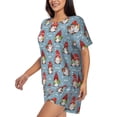 thumbnail image 2 of Fuzoiu Snowflake Christmas gnome Print Women's Short-Sleeved Pajama Set,Lounge Sleepwear Set,Womens Pajama Sets 2 Piece,Button-Up Top and Shorts with Pockets-XX-Large, 2 of 7