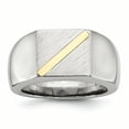 thumbnail image 1 of Acier Inoxydable Brossé et Poli avec 14K Or Bande Chevalet Anneau 10 Taille, 1 of 7