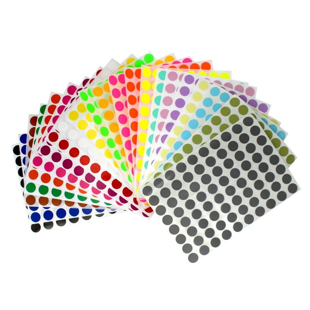 Royal Green Colored Sticker Dots in Rainbow for Kids, Labeling, Marking