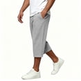 thumbnail image 5 of Capris Sweatpants for Men Wide Leg Drawstring Below Knee Shorts Gray Crooped Pants with Pockets Size S, 5 of 7