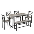 thumbnail image 3 of 6 Pieces Dining Table Set for 6, Kitchen Table and 4 Chairs and 1 Bench, Metal Frame Industrial Kitchen Table Set for Small Space, Apartment, Gray, 3 of 8