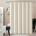 thumbnail image 7 of Boho Farmhouse Shower Curtain Set with Tassel - Linen Rustic Heavy Duty Fabric, Water Repellent, Modern Bohemian French Country Thick Bathroom Shower Curtains - Cream/Beige, 72x72, 7 of 7