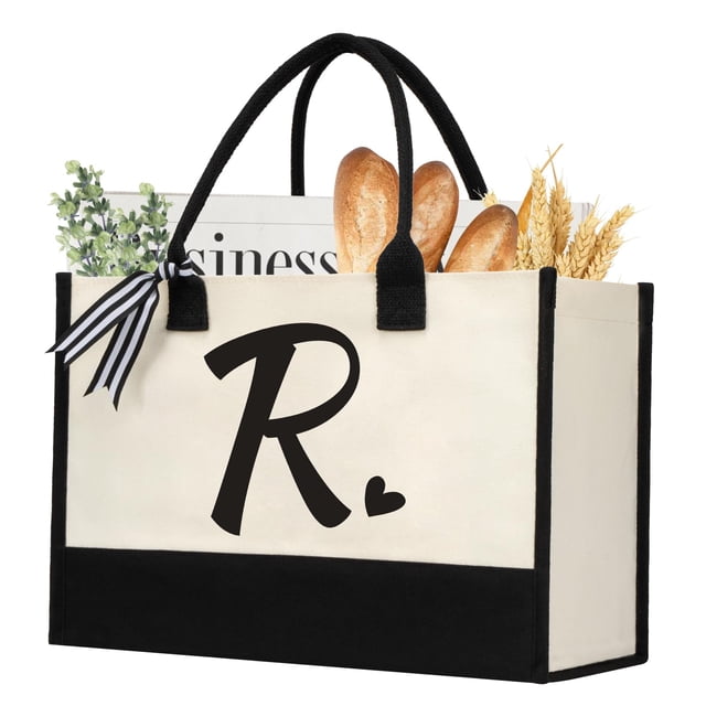 shenee Bolsa de lona con inicial, bolsa de yute de playa personalizada, regalo para mujeres, vacaciones, amigos, regalo de cumpleaños, boda, Año Nuevo