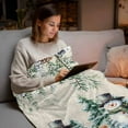 thumbnail image 4 of Throw Blanket Fleece Throw Blanket 50x60in, Snowman Squirrel Xmas Tree Snow Soft Lightweight Bed Blankets Pine Branches Retro Linen Fuzzy Couch Blankets for All Season, 4 of 8