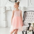 thumbnail image 6 of Girls Dress Pink Floral Lace Pearl V-back Bow Hi-lo Party Wedding Formal 10 Years, 6 of 7
