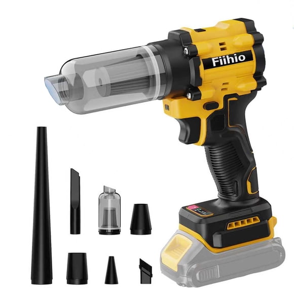 Fiihio Cordless Leaf Blower Compatible with Dewalt 18V/20V Battery, 100,000RPM Powerful Handheld Air Blower Duster with LED Light