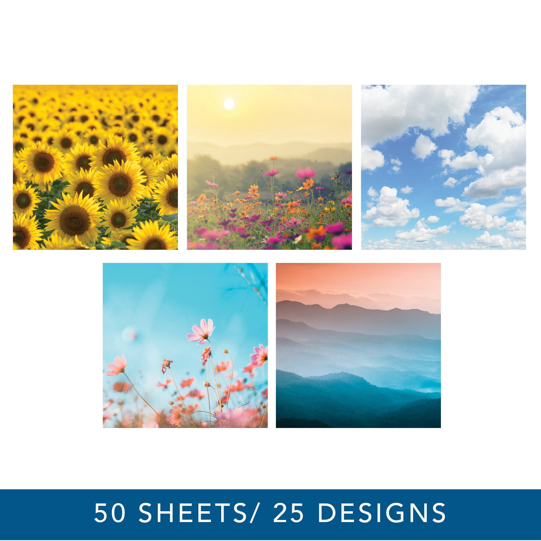 Roobee by Hello Hobby Paper Pad, Multicolor Real Photo Scrapbook Paper, 50 Sheets, 25 Designs