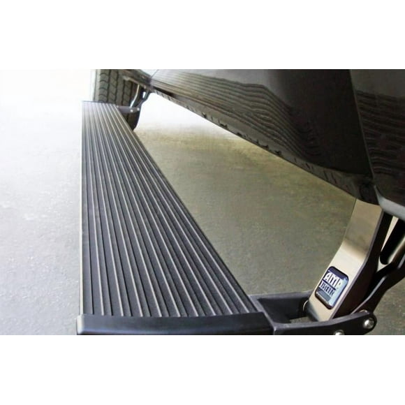 Amp Research Running Board 76138-01A PowerStep; Textured; Black; Die Cast Aluminum; With LED Light System; Frame Body Mount Bolts; With Plug-N-Play Wiring Kit