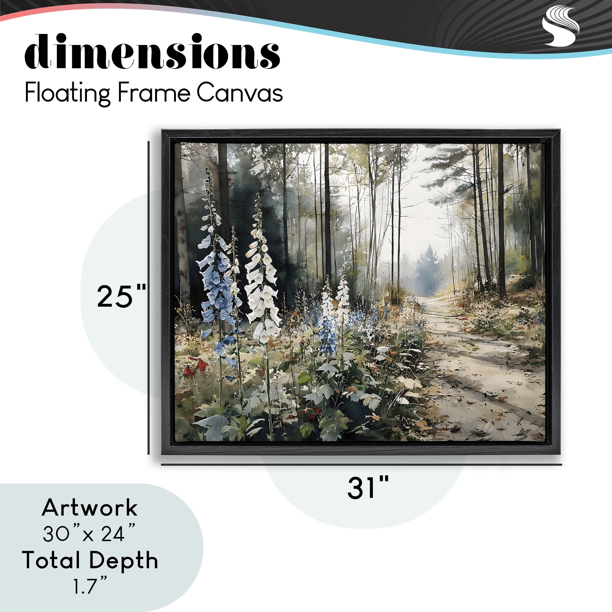 Stupell Industries Foxglove Path Sunlit Woods Black Framed Floater Canvas Wall Art, design by Franklyn Gregory
