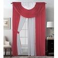 thumbnail image 1 of Sapphire Home Complete Window Sheer Curtain Panel Set with 4 Attached Panels 55x63 Each and 2 Valances with Beads and 2 Tiebacks - Easy Installation- Multicolor 63" Red/White, 1 of 7