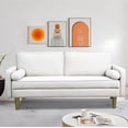 thumbnail image 2 of Modern Small Love Seat Sofa with Storage Pockets, Beige Faux Linen Upholstered 2-Seater Couch for Apartments and Living Rooms, 2 of 6