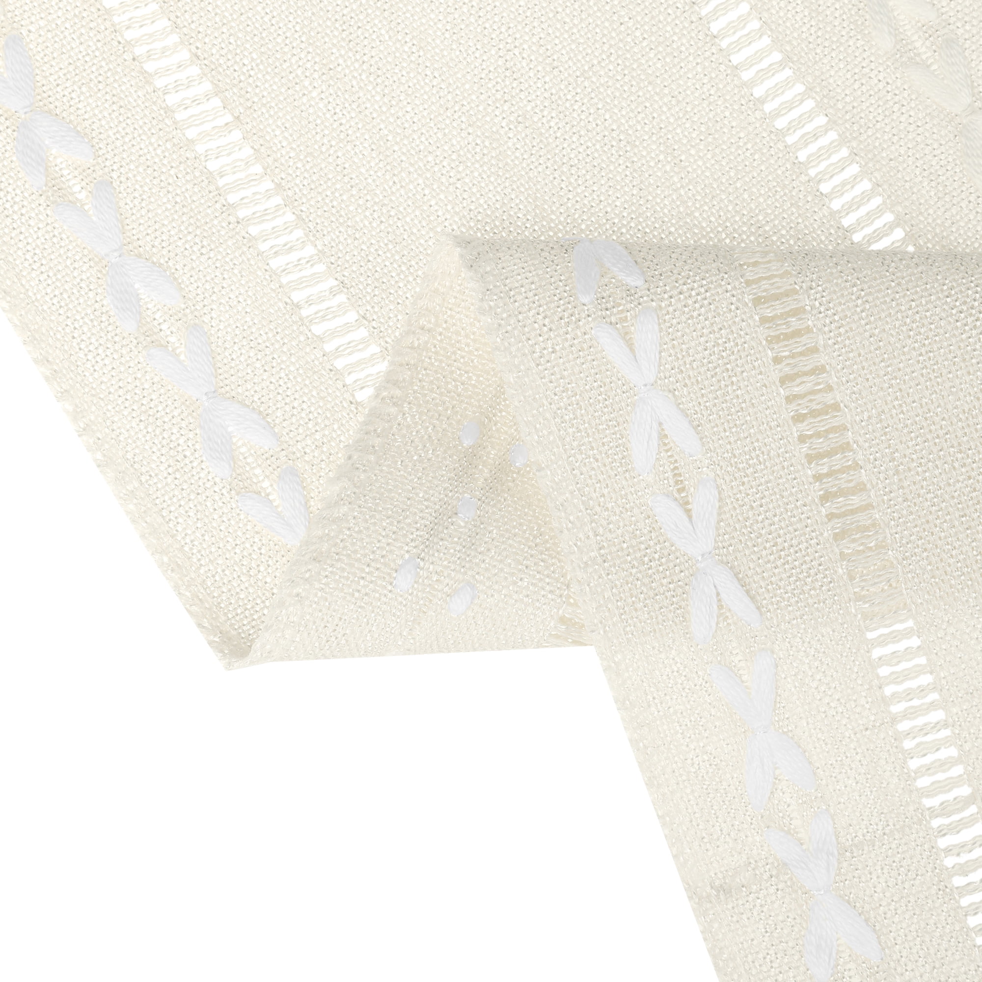 Unique Bargains Fringe Table Runner Hollow Out Table Flags for Daily Decoration Beige 13"x72"