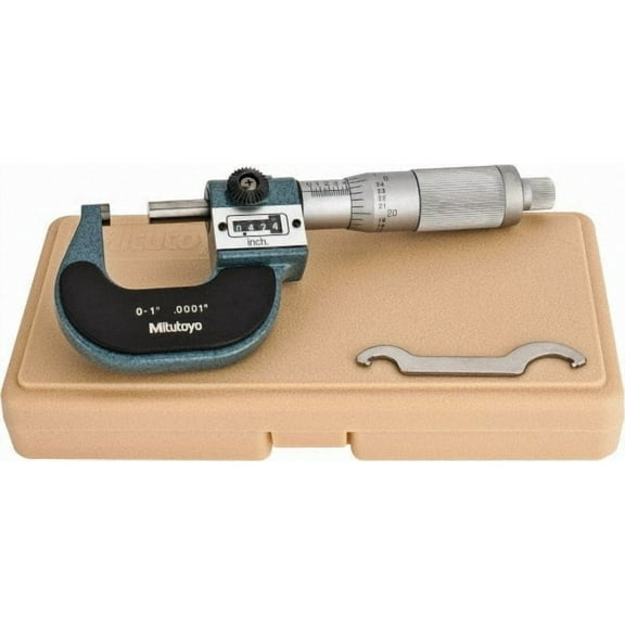 Mitutoyo 0 to 1" Range, 0.0001" Graduation, Mechanical Outside Micrometer