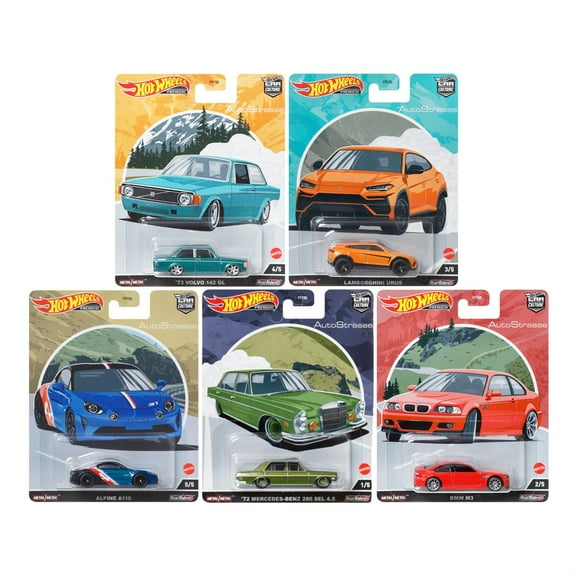 Auto Strasse 5 piece Set "Car Culture" Series Diecast Model Cars by Hot Wheels