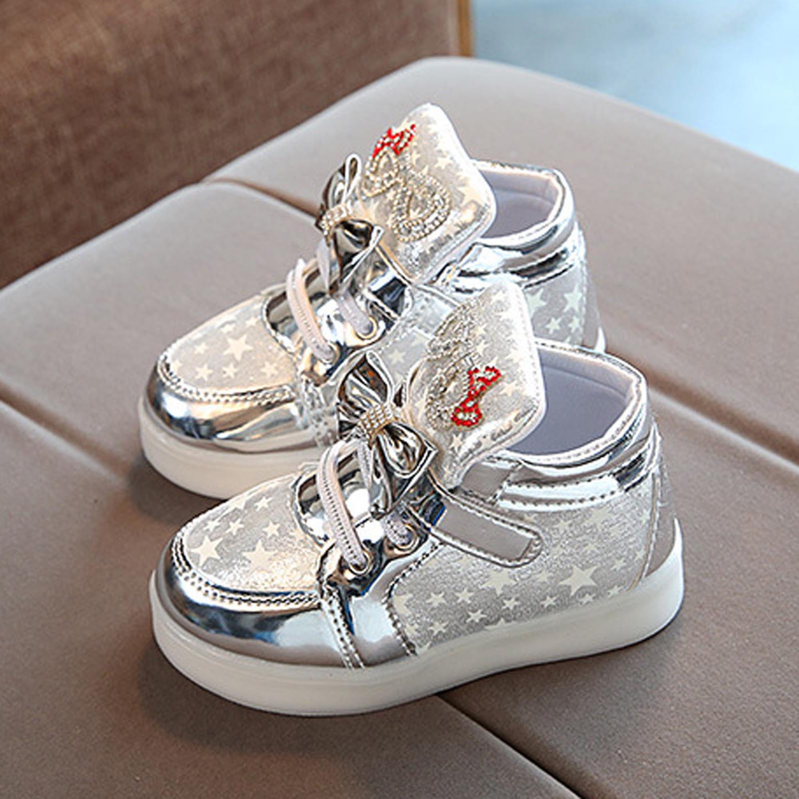 Baby Girls Glitter Canvas High-Top Sneakers - Soft Sole First Walker Crib Shoes
