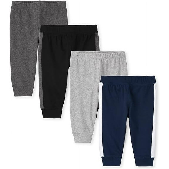 The Children's Place Baby Boys' 4-Pack Side Stripe Jersey Knit Jogger Pants- Multi - (18-24M)