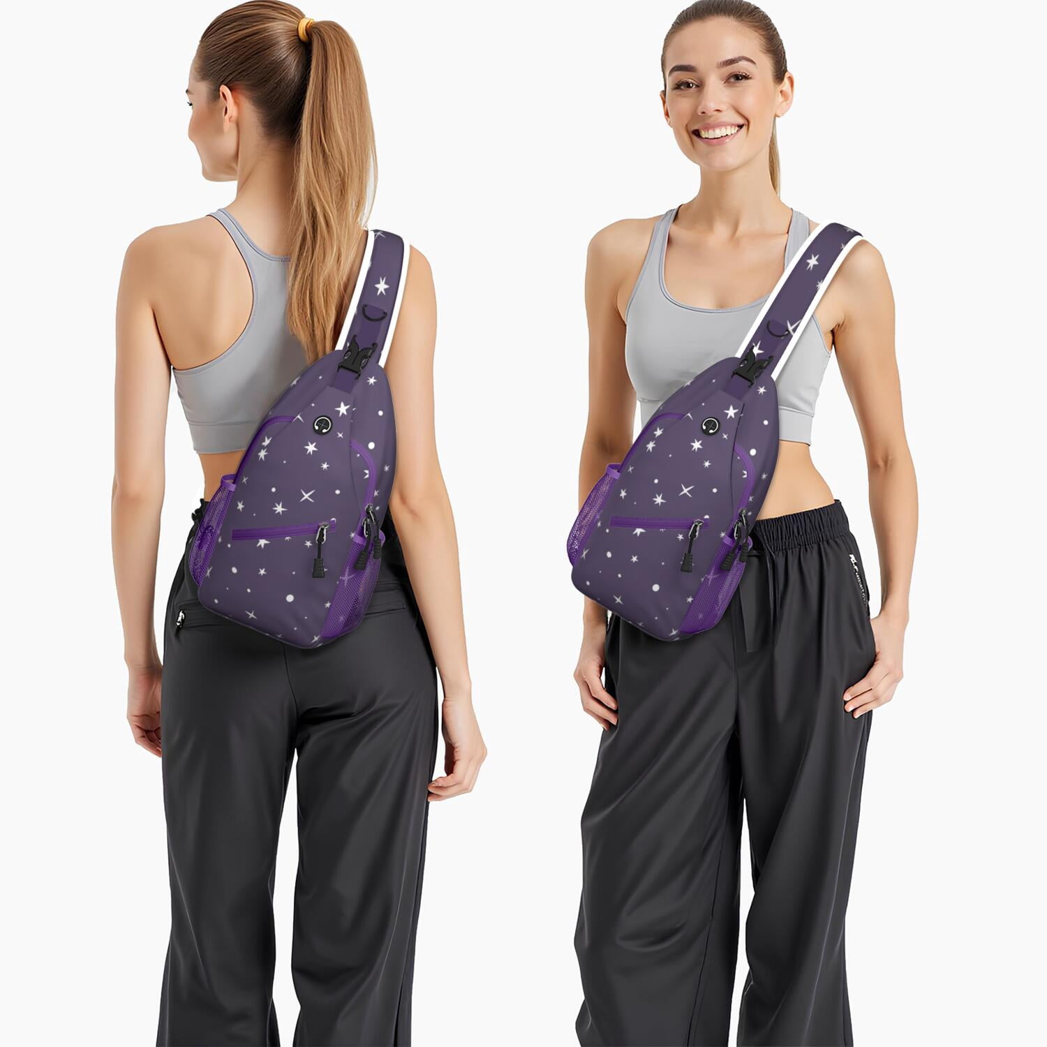 Sci-Fi Lovers Crossbody Bag - Stylish Chest Backpack with Rocket Print - Perfect for Hiking & Biking