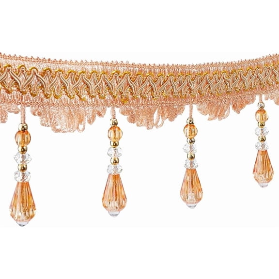 12 Yards 3-3/4 Inch Beaded Fringe Trim Goldenrod Beaded Hanging Polyester Tassel Fringe Trim Sewing Plastic Bead Fringes