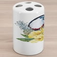 thumbnail image 1 of Tropical Animals Ceramic Toothbrush Holder, Toucan Bird Exotic Hibiscus and Orchids Flower Palm Plants Leaf Print, Decorative Versatile Countertop for Bathroom, 4.5" X 2.7", Multicolor, by Ambesonne, 1 of 4