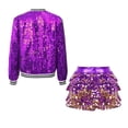 thumbnail image 4 of vastwit Kids Girls Hip Hop Jazz Latin Dance Outfit Sequin Sparkle Jacket with Tiered Mini Skirt Set Dancewear Purple 10, 4 of 7
