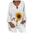 thumbnail image 3 of Blusa tipo camisa HUOGUO, talla grande, estampado floral, cuello en V, para mujer, 3 of 5