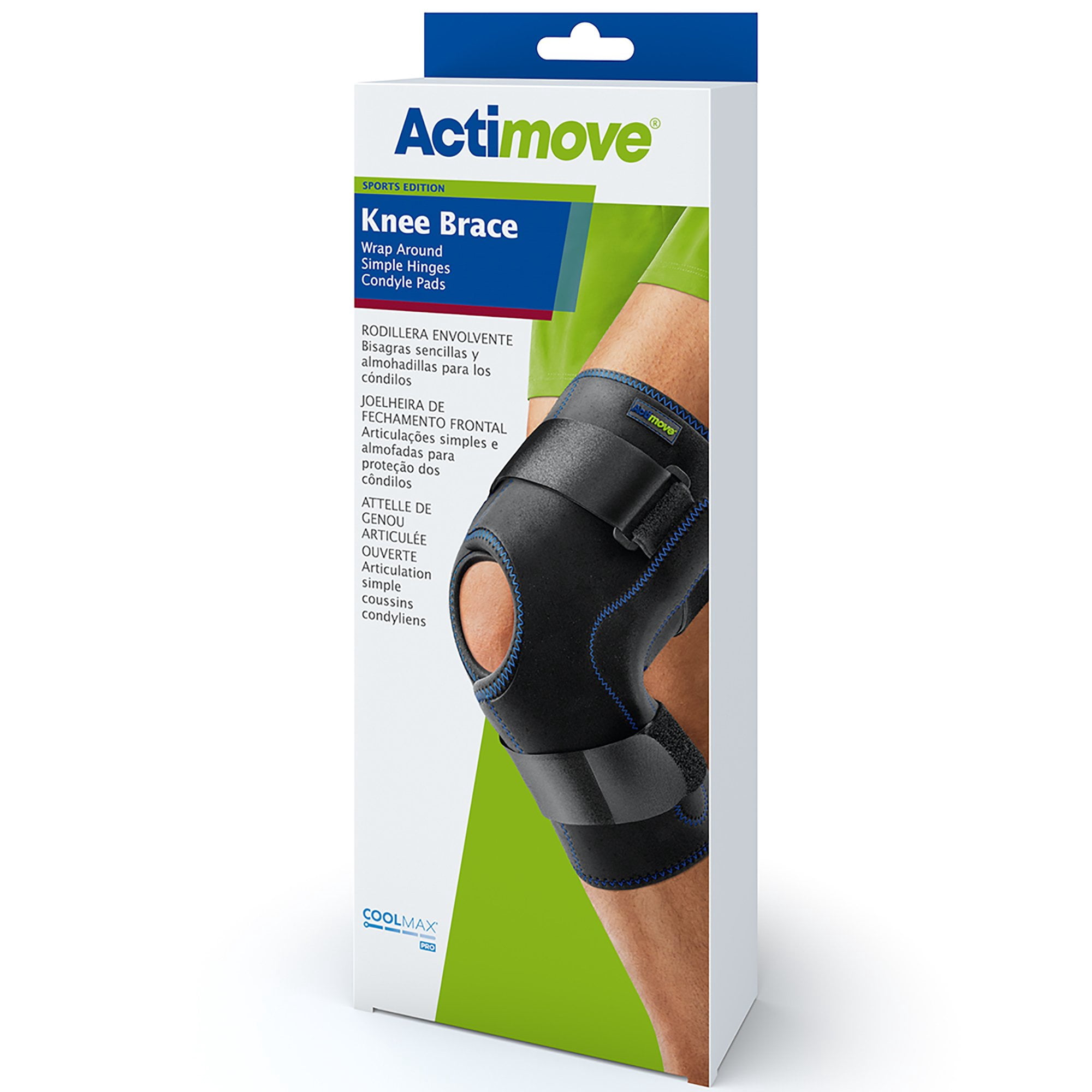 Actimove Knee Brace Wrap Around, Simple Hinges, Condyle Pads Medium (Black)