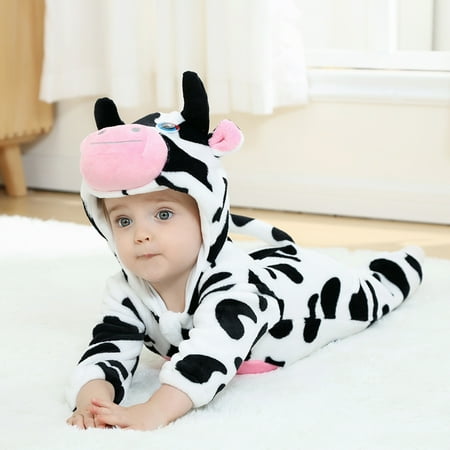 

Hunpta Baby Toddler Romper Suit Animals Cosplay Boys Girls Hooded Romper Set Cute Cows Pajamas Bodysuit Romper