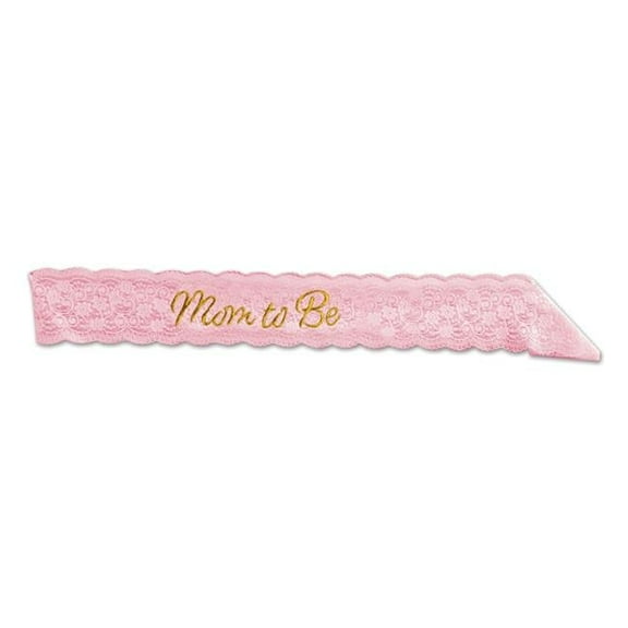 Pink"Mom To Be" Embroidered Lace Sash - 1pc