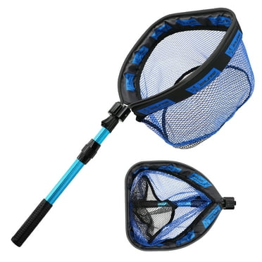 SANLIKE Collapsible Fishing Nets Floating Fishing Net for Fish Fishing Landing Net with Telescopic Pole Rubber Coated Landing Net for Freshwater Saltwater