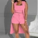 thumbnail image 2 of Conjunto de 3 piezas para mujer con chaleco sin mangas acanalado y pantalones cortos: conjunto informal elástico de color liso para salir de fiesta o para el día a día (tallas S-XXL), 2 of 7