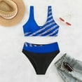 thumbnail image 5 of Linfrsh Bikini Set for Women Tummy Control Swimsuit Sexy V Neck Two Piece High Waisted Bathing Suit 2025 Athletic Swimsuits for Women Blue,M, 5 of 8