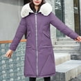 thumbnail image 2 of TFEOQRY Women's Cotton Parkas Padded Coats Casual Solid Color Knee Hooded Long Sleeve Thermal Cotton Jacket Beige, 2 of 8