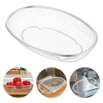 Masteelf Stainless Steel Mesh Oval Basket Strainer For Bread Fruits Vegetables Food Drainer Easy To Clean For Kitchen Storage