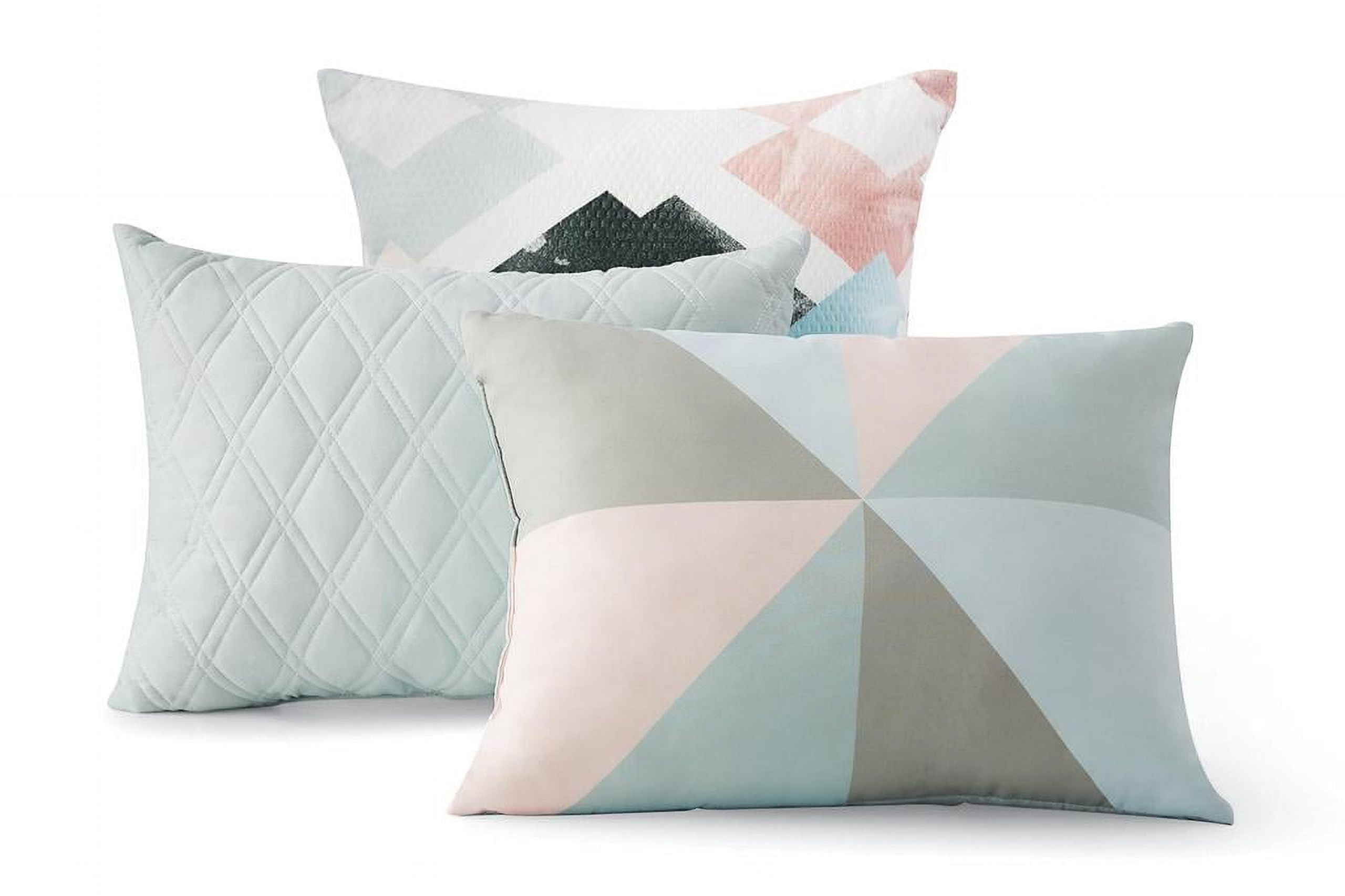 Mainstays Pink and Teal Diamond 10 Piece Bed in a Bag with 3 Dec Pillows, Full