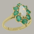 thumbnail image 2 of LBG British Made 9k Yellow Gold Natural Opal & Emerald Womens Statement Ring - 33 size options - Size 7, 2 of 6