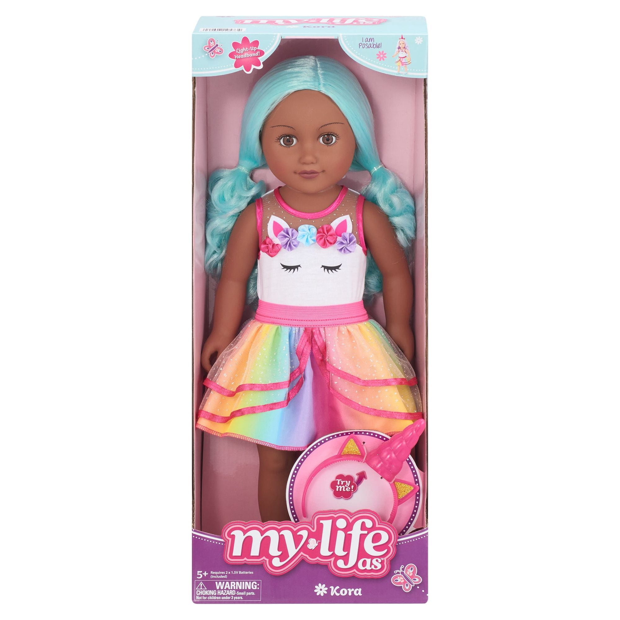 My Life As Kora 18 inch Doll, Blue Hair, Brown Eyes