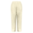 thumbnail image 4 of Casual Pants for Women High Waisted Straight Leg Linen Cropped Summer Casual Trousers for Senior Clothing, 4 of 5