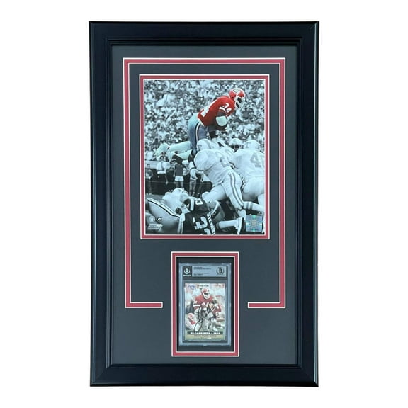 Herschel Walker Autographed Football Card Deluxe Framed with Georgia Bulldogs 8x10 Photo