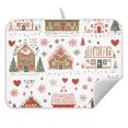 thumbnail image 4 of Yayeee Dish Drying Mat for Kitchen Counter 16" x 18" Microfiber Super Absorbent Coffee Decorative Pad, Red Nordic Christmas House, 4 of 5