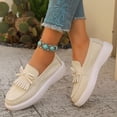 thumbnail image 4 of Womens Slip-On Platform Loafers with Bow Detail, Faux Suede Upper, Beige, Comfortable Casual Shoes,Size 9.5, 4 of 9