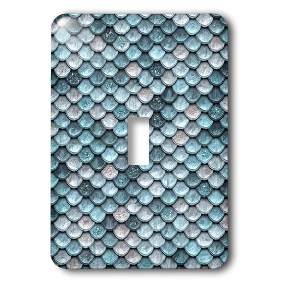 3dRose, Sparkling Teal Luxury Elegant Mermaid Scales Glitter Effect Artprint, single toggle switch