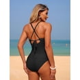 thumbnail image 3 of Womens Tankini Swimsuits Smocked 2 Piece Bathing Suits Modest Tie Back Swimwear, 3 of 7