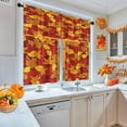 thumbnail image 4 of Autumn Leaves Kitchen Curtains Fall Window Curtains Valance and Tier Set 36 Inch, Orange Maple Leaves Rod Pocket Short Tier Curtain for Room, Thanksgiving Small Cafe Kitchen Decor, 4 of 6