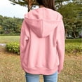 thumbnail image 4 of CaComMARK PI Women's Long Sleeve Shirts/ Coat Women Solid Color Blouse Tops Pockets Hoodied Sweatshirt Zipper Hoodie Pink, 4 of 6