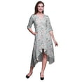 thumbnail image 1 of Bimba Cotton White Petals Floral rinted Womenâ€™s Asymmetrical ShiftÂ&nbsp;DressÂ&nbsp;With Pockets Casual MidiÂ&nbsp;Dress-Large, 1 of 4